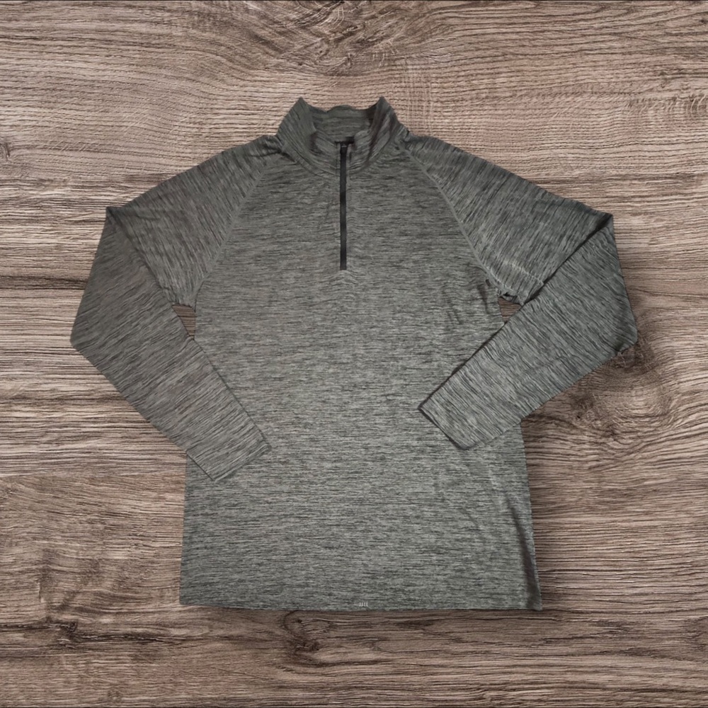 Zella Heathered Gray Athletic Quarter Zip Long Sleeve Top Size Large